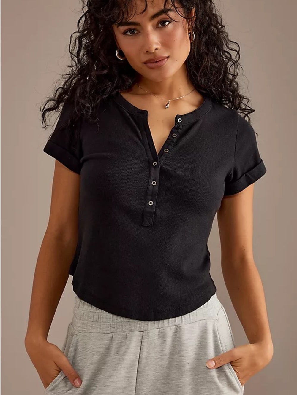 Nwot Pilcro the andie short Sleeve Henley Top